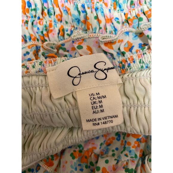 Jessica Simpson Green Smocked Sleeveless Ruffle Tiered Cami Mini Dress Size M - Picture 5 of 5